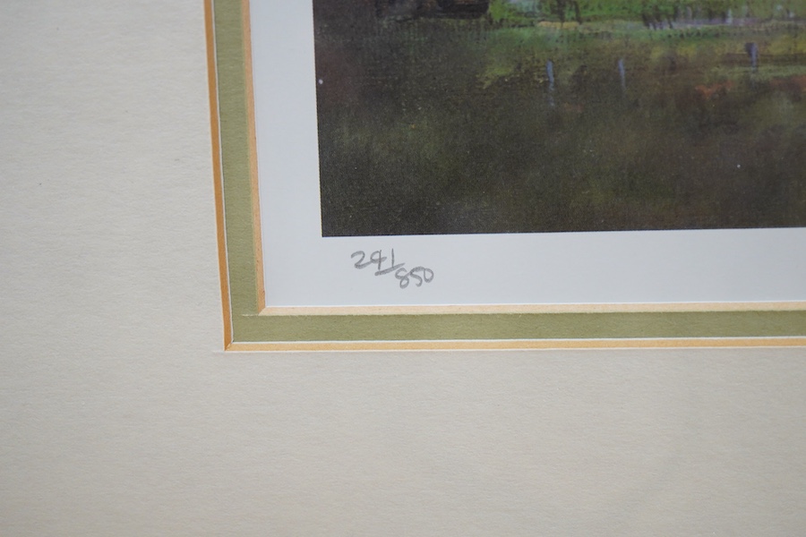 Matthew Alexander (b.1953), ‘The Mill, Rye, Sussex’, ‘Alfriston Church, Sussex’ and ‘Langstone Tide Mill, Hampshire’, set of three colour prints, each signed in pencil and limited edition of 850, together with a limited